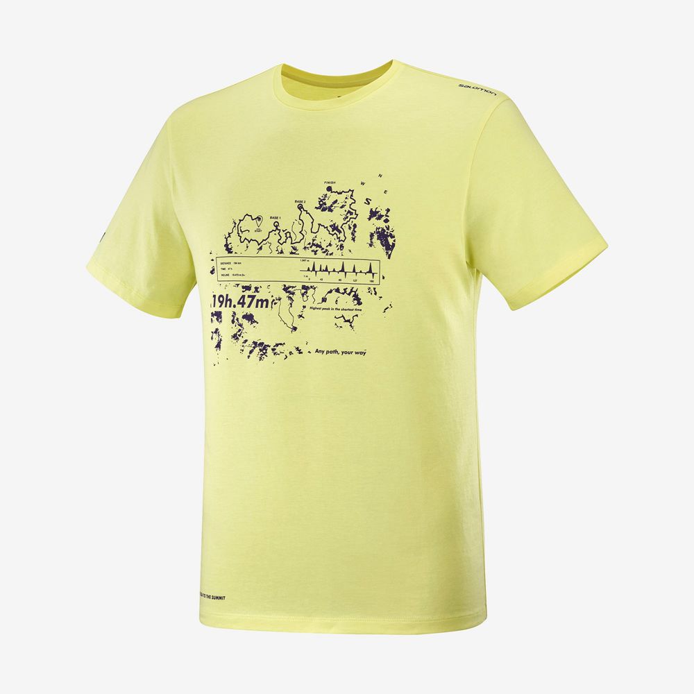 SALOMON OUTLIFE GRAPHIC SALOMONOTONE SS M Philippines - Men's Tee Shirt - Yellow | 842730-SCZ